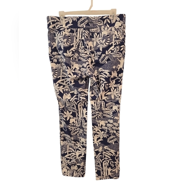 J. McLaughlin MONKEY-TROPICAL PRINT STRETCH PULL-ON PANTS. ANKLE LENGTH. SIZE 12 - Picture 2 of 8